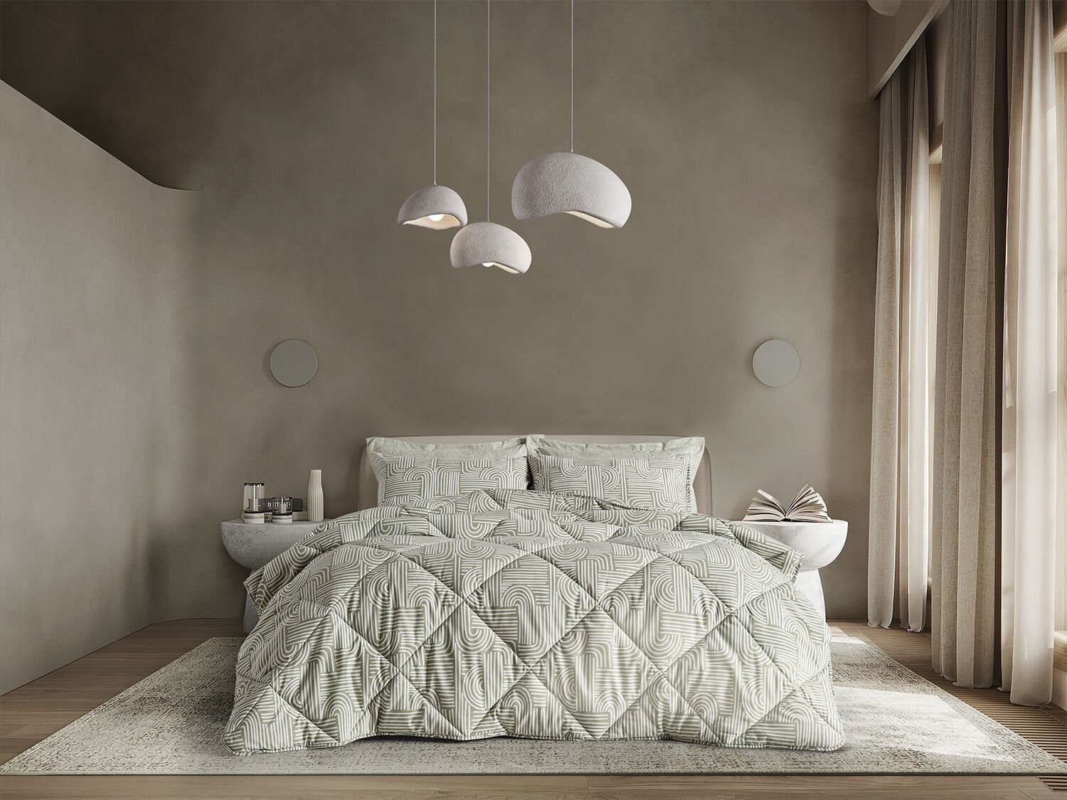 Nola Easy Cotton Comforter Set Çift Kişilik - Adaçayı