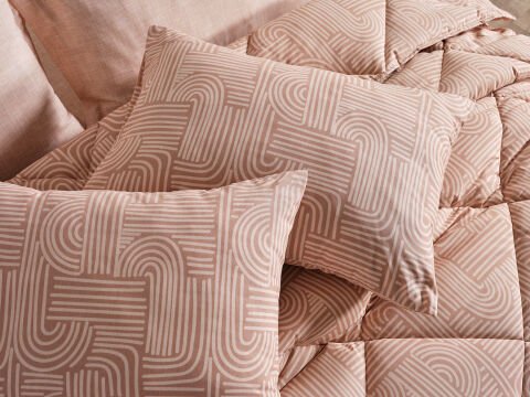 Nola Easy Cotton Comforter Set Çift Kişilik - Cappucino