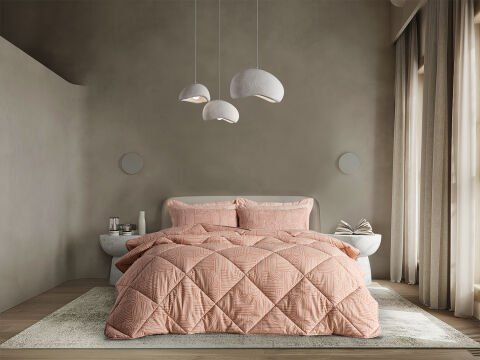 Nola Easy Cotton Comforter Set Çift Kişilik - Cappucino