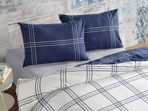 Ranforce Nevresim Takımı Navy Çift King Size - Lacivert