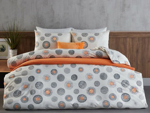 Polycotton Pamuklu Nevresim Takımı Cosmos Çift Kişilik - Gri