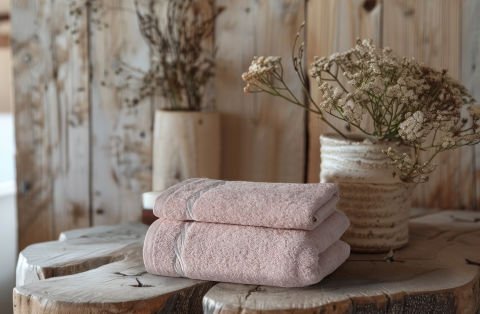 Helena Banyo Havlusu + Yüz Havlusu Set Pudra