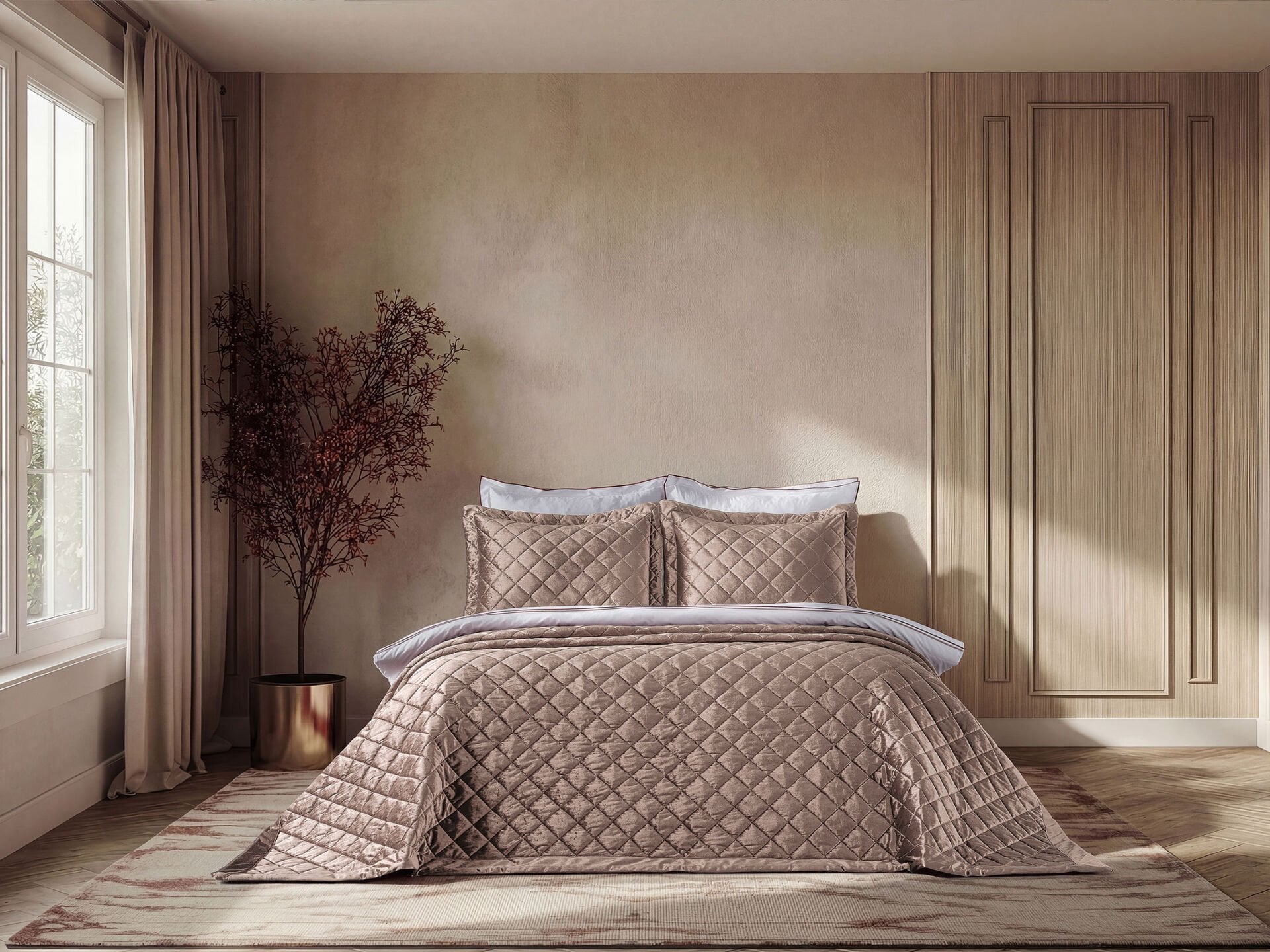 Luxury Yatak Örtüsü Imperial Çift Kişilik - Cappucino