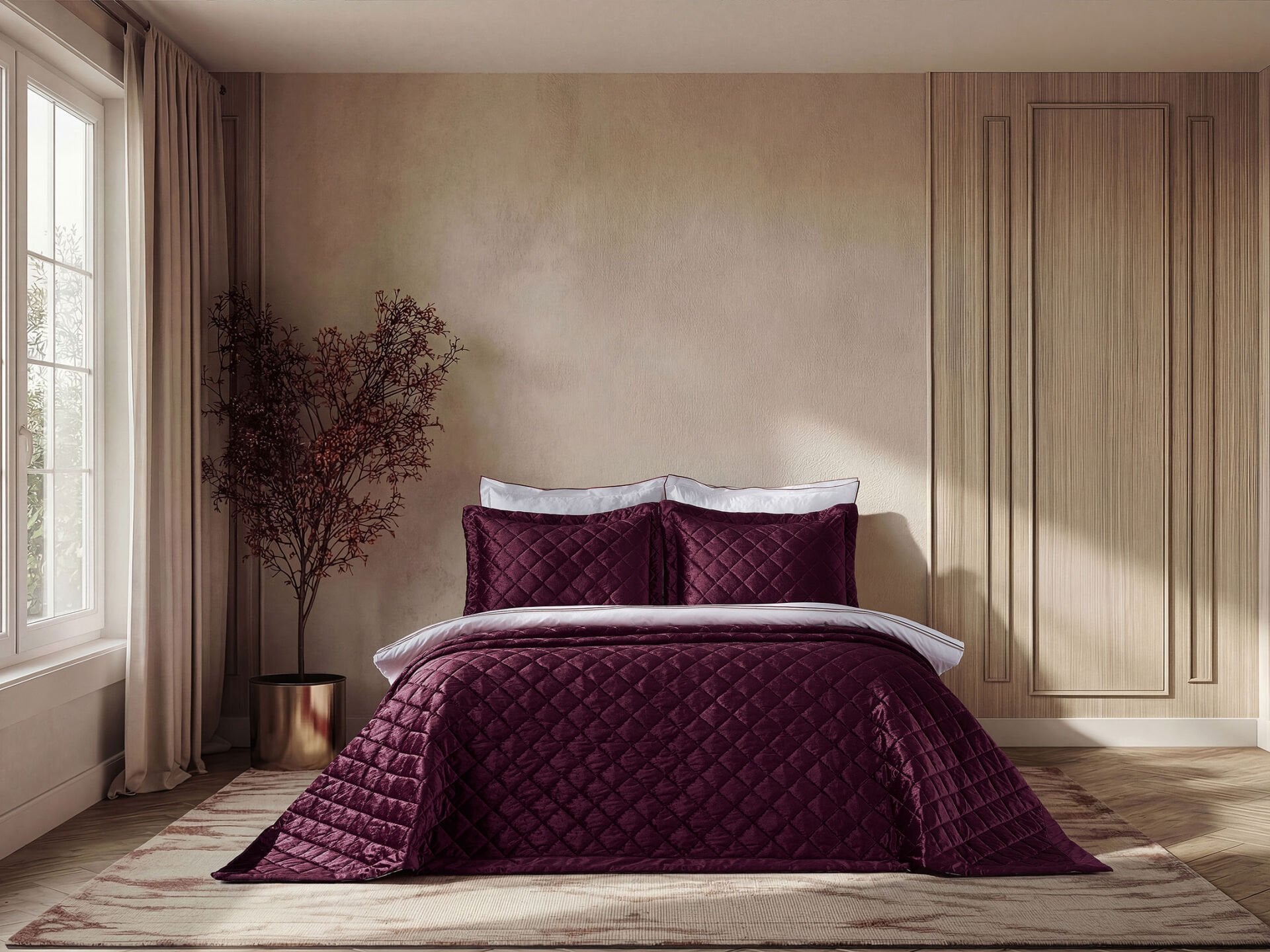 Luxury Yatak Örtüsü Imperial Çift Kişilik - Mürdüm