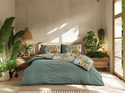 Jungle Muse Ranforce Nevresim Takımı Solaris Çift Kişilik - Yesil