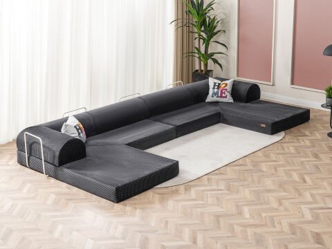 Bohem Köşe Koltuk Kılıfı Füme