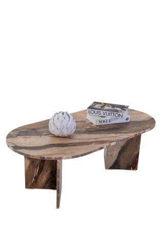 Bohem Vetra Orta Sehpa Marble Kahve