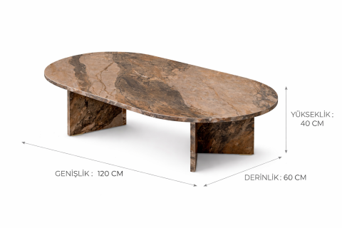 Bohem Vetra Orta Sehpa Marble Kahve