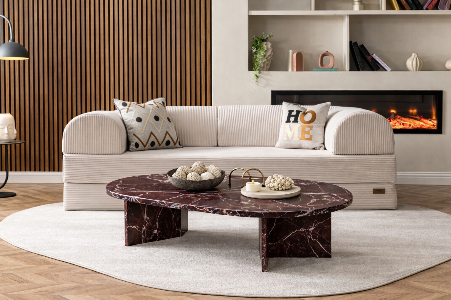 Bohem Vetra Orta Sehpa Marble Bordo