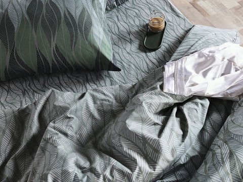 Ranforce Leaf Nevresim Takımı Çift Kişilik - Yeşil