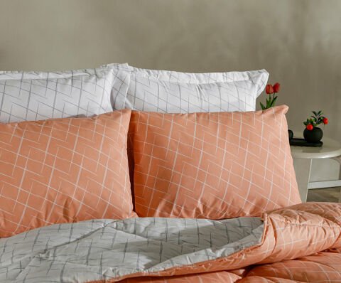 Easy Cotton Glimmer Comforter Set Tek Kişilik - Somon