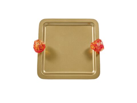 Marietta Gold Metal Dekoratif Tepsi Standart