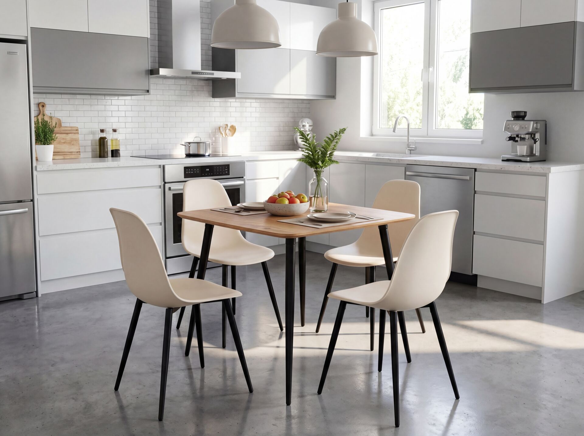 Mila 4+1 Mutfak Masa Takımı 80x80 cm - Meşe