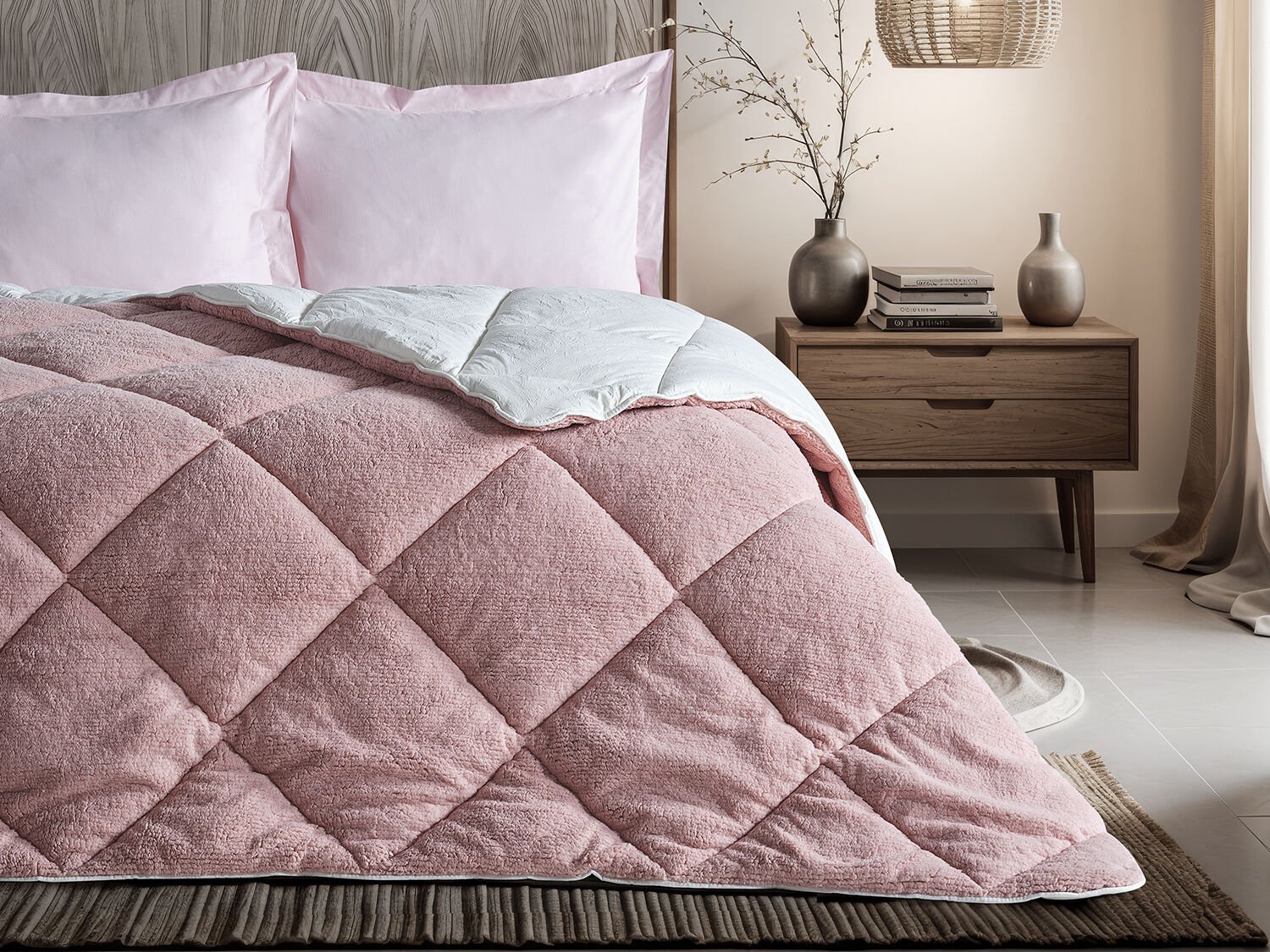 Double Comfort Uyku Paketi Tek Kişilik - Gül Kurusu - Ekru