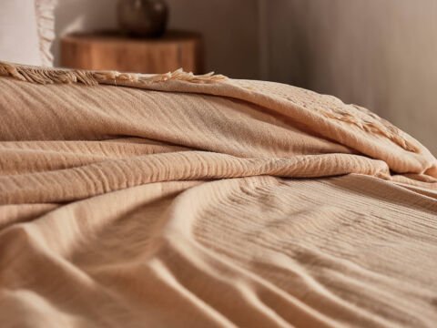 Natura Müslin Çok Amaçlı Örtü Çift Kişilik - Cappucino