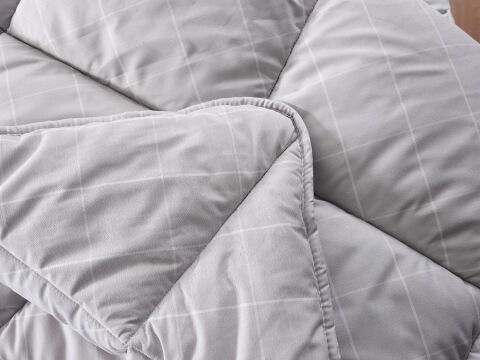 Mora Microfiber Desenli Yorgan Tek Kişilik - Gri