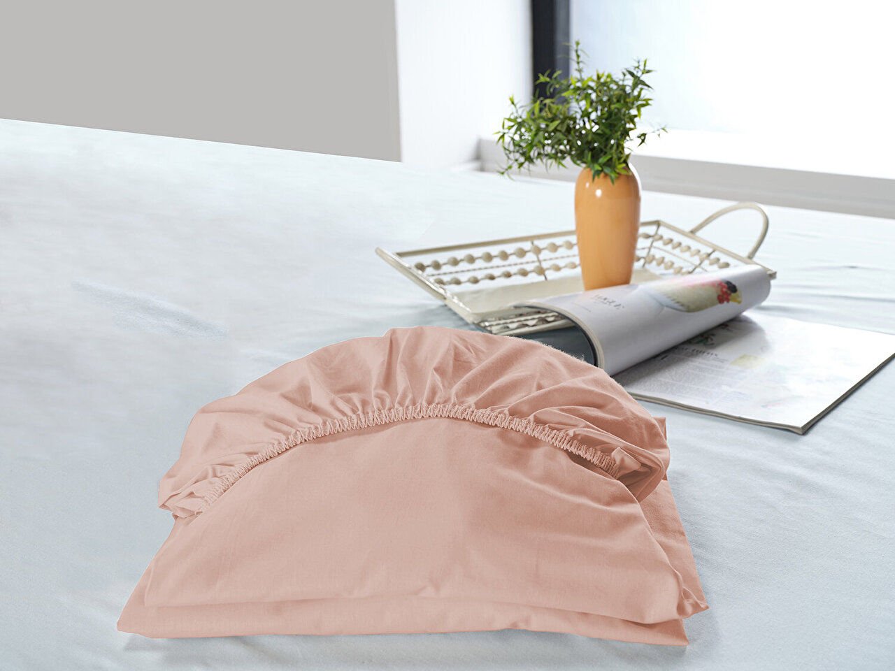 New Cotton Çarşaf Tek King Size - Somon