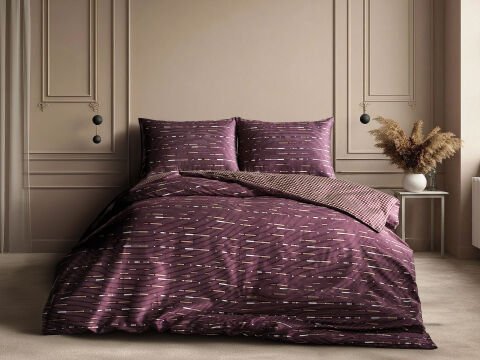 Luxury Saten Nevresim Takımı Elego Tek Kişilik - Mürdüm