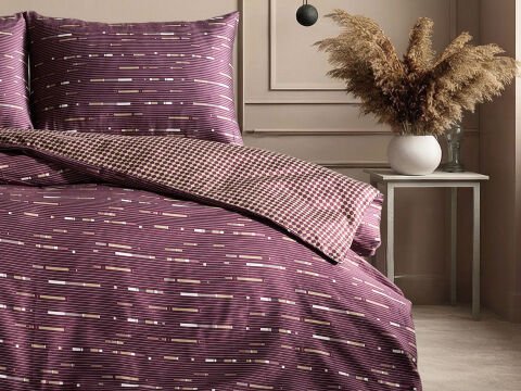 Luxury Saten Nevresim Takımı Elego Tek Kişilik - Mürdüm