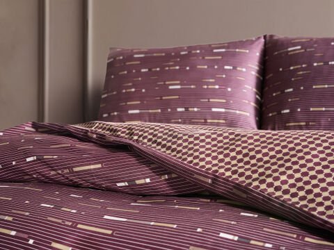 Luxury Saten Nevresim Takımı Elego Tek Kişilik - Mürdüm