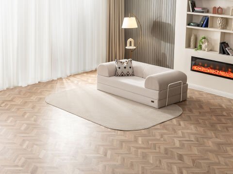Bohem Uzanmalı Köşe Koltuk Kılıfı Krem